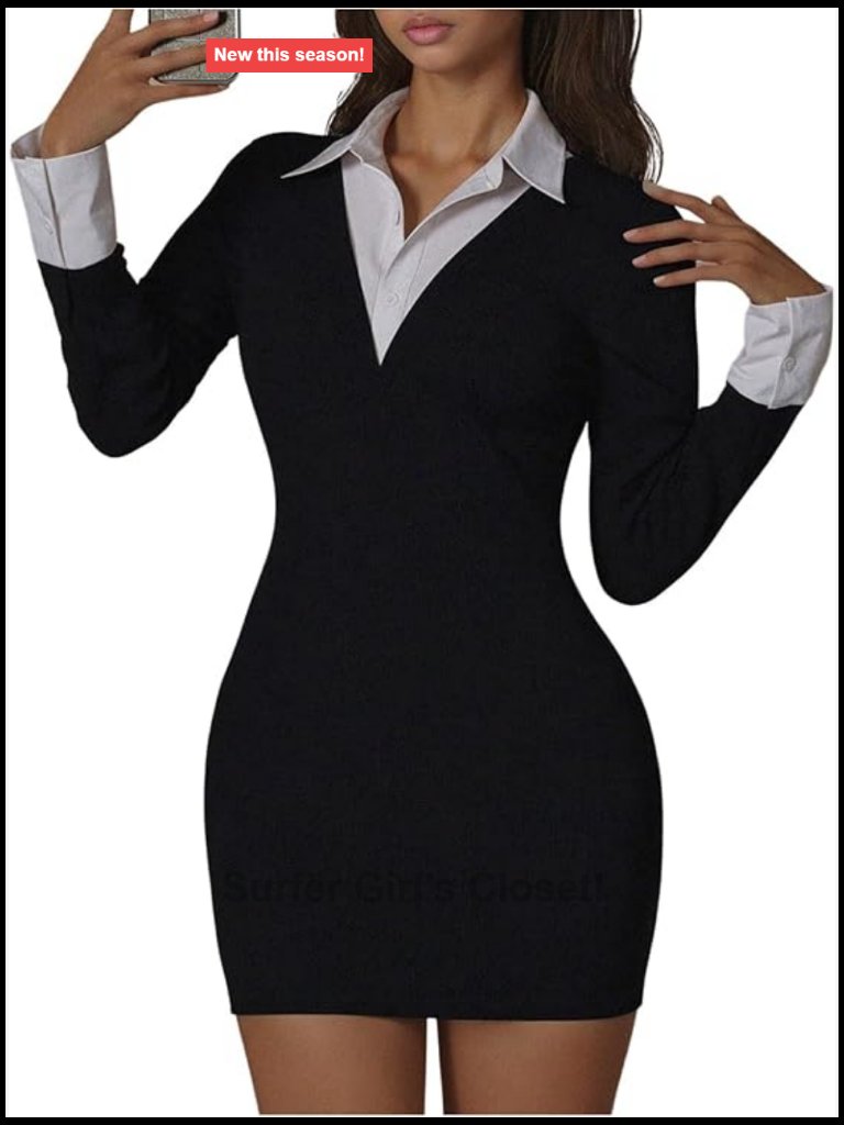 Long Sleeve Collared Bodycon Mini Dress